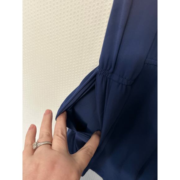 BCBGMAXAZRIA Blue Thalia Draped Romper One Piece Lightweight Pockets Size Small - Picture 5 of 10